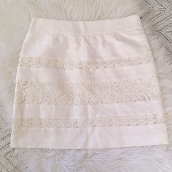 LOFT White Crochet Lace Inset Mini Skirt | Sz 4 - Picture 9 of 9